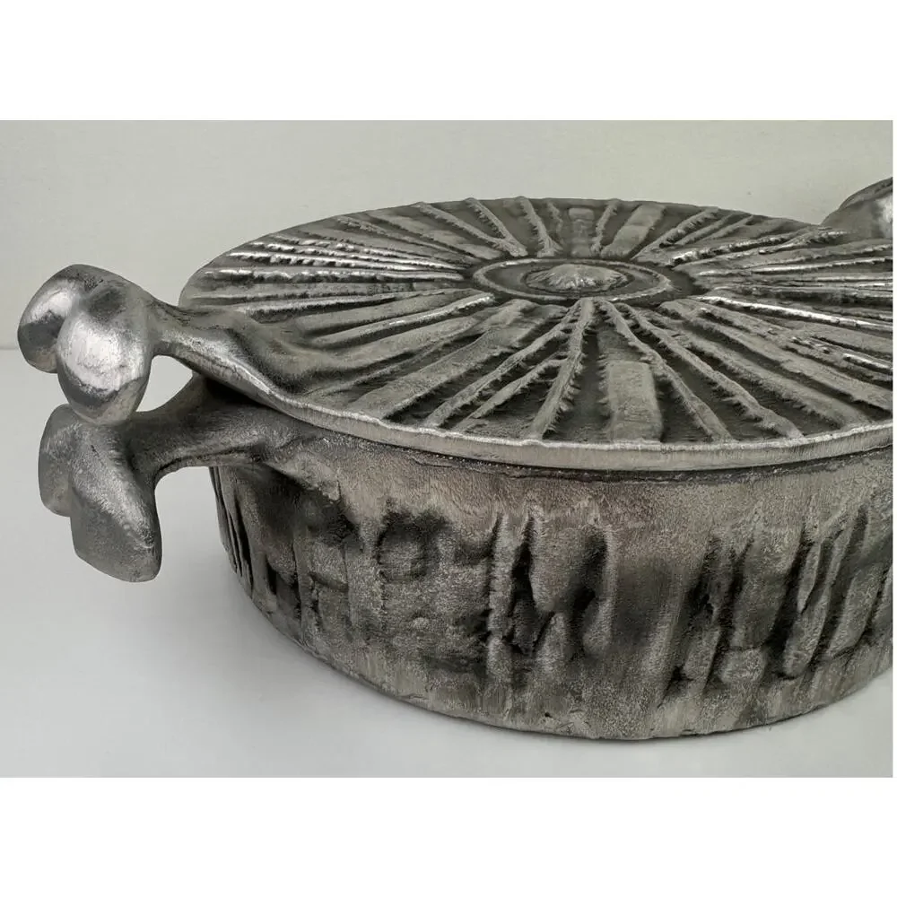 VINTAGE Mid Century Modern Donald Drumm Covered Aluminum Brutalist Skillet NEW